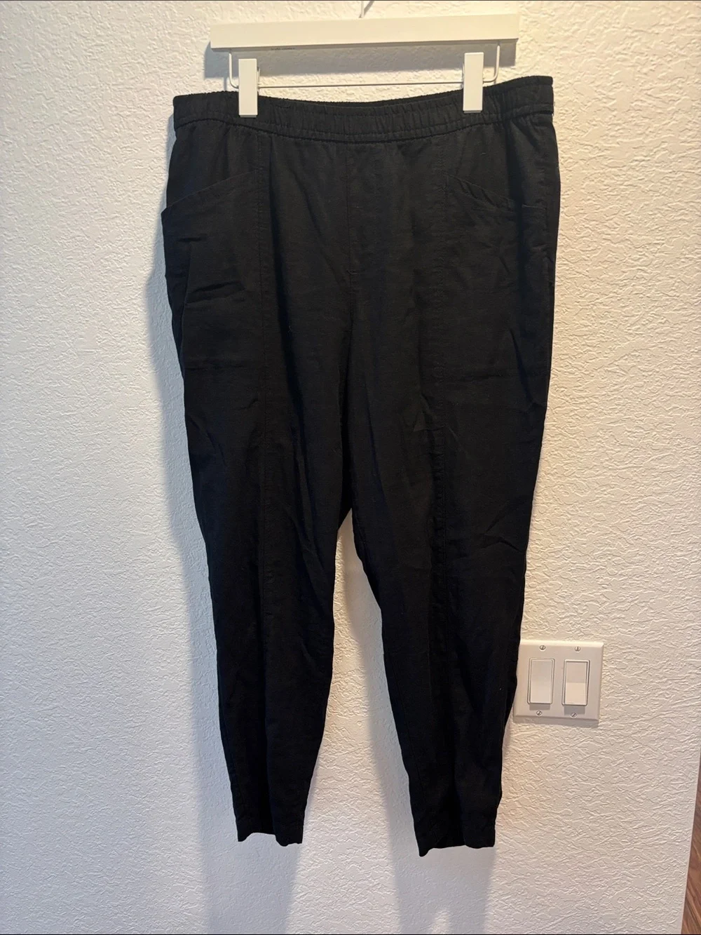 Old Navy Women’s Linen Black Elastic Waist Pants L